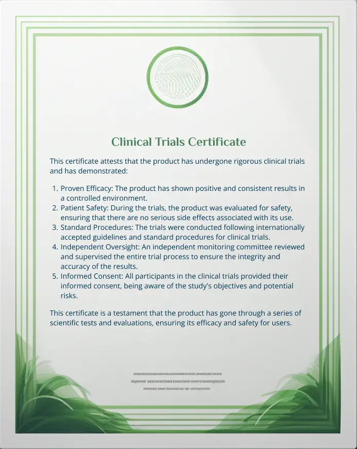 Certificate of Completion of Clinical Trials